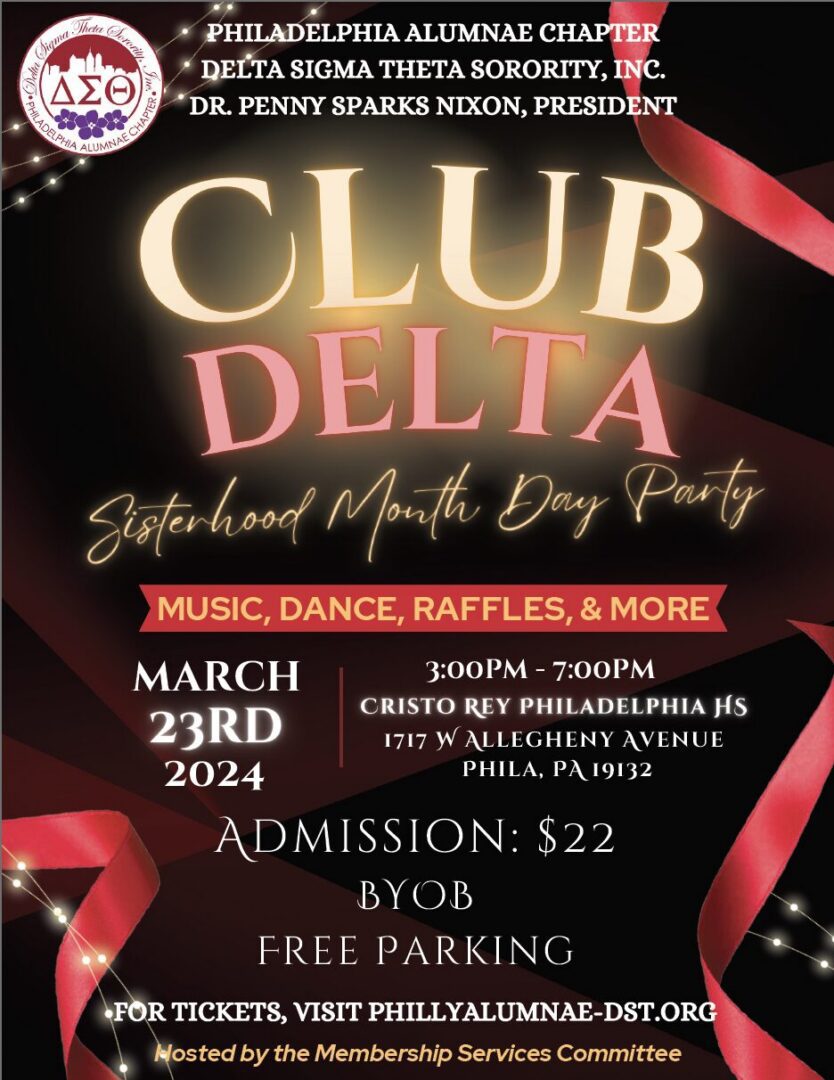 Flyer for Club Delta's St. Patrick's Day party with music, dance, and drinks.